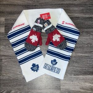 Go Canada Gift Set! Toronto Maple Leafs Scarf S + NWT Small Team Canada Mittens